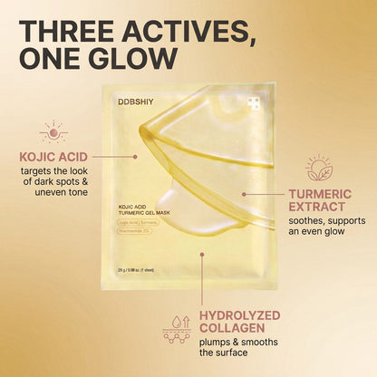 Kojic acid, turmeric extract and hydrolyzed collagen ingredients