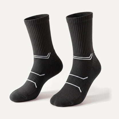 Crew Compression Socks in Black, pair, front three-quarter view