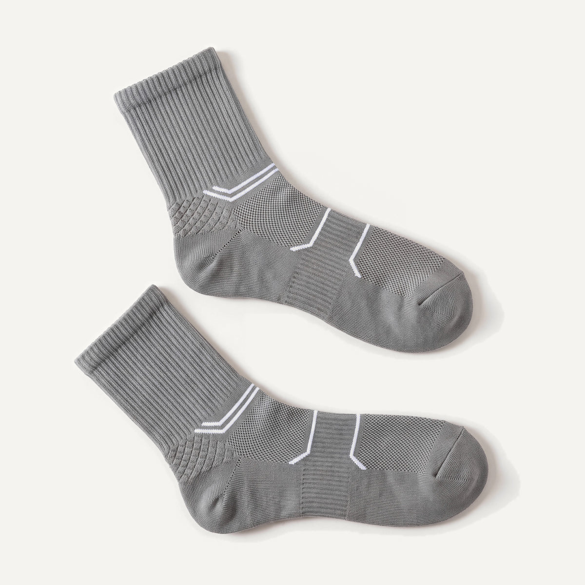 Crew Compression Socks in Grey, pair laid flat