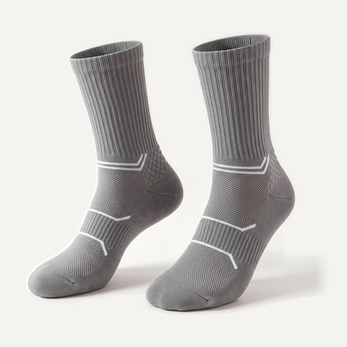 Crew Compression Socks in Grey, pair, front three-quarter view