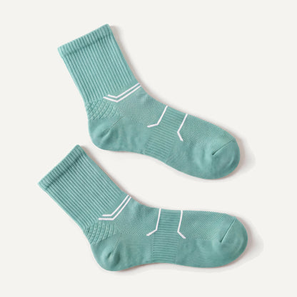 Crew Compression Socks in Mint Green, pair laid flat