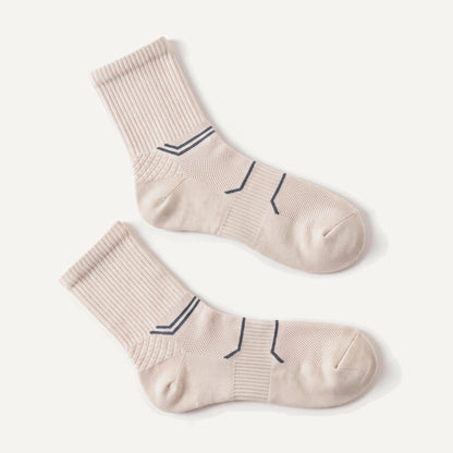 Crew Compression Socks in Off-White, pair laid flat
