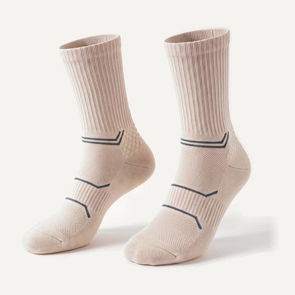 Crew Compression Socks in Off-White, pair, front three-quarter view
