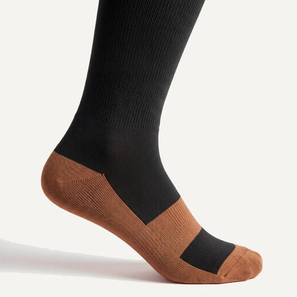 Knee-High Compression Socks in Black & Copper, close-up of the knit