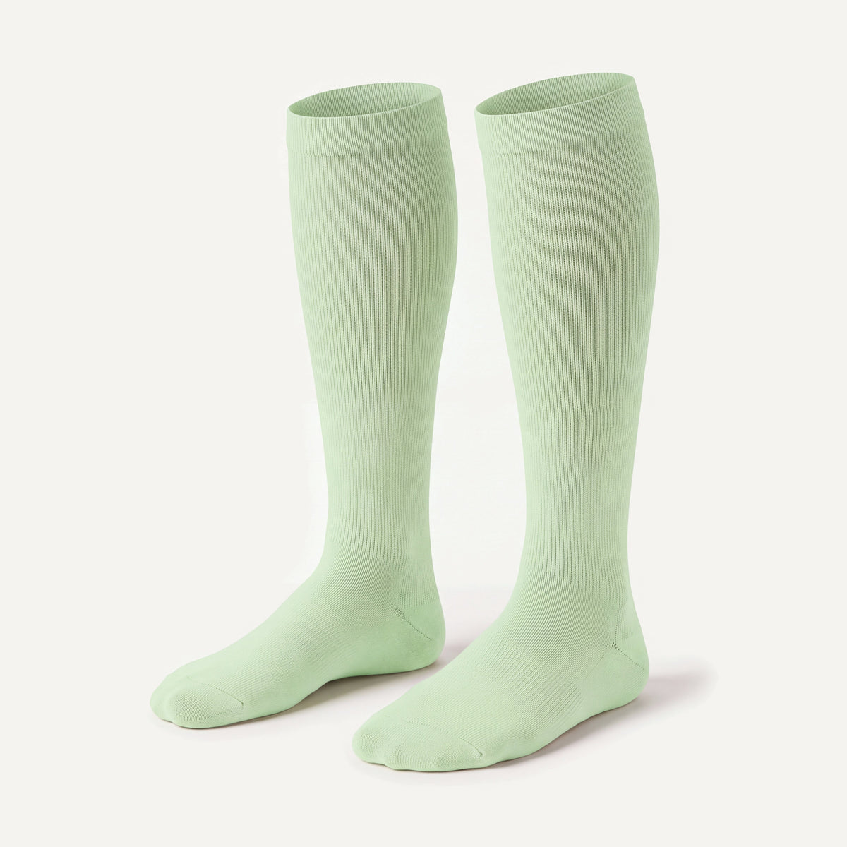 Knee-High Compression Socks in Mint, pair, front three-quarter view