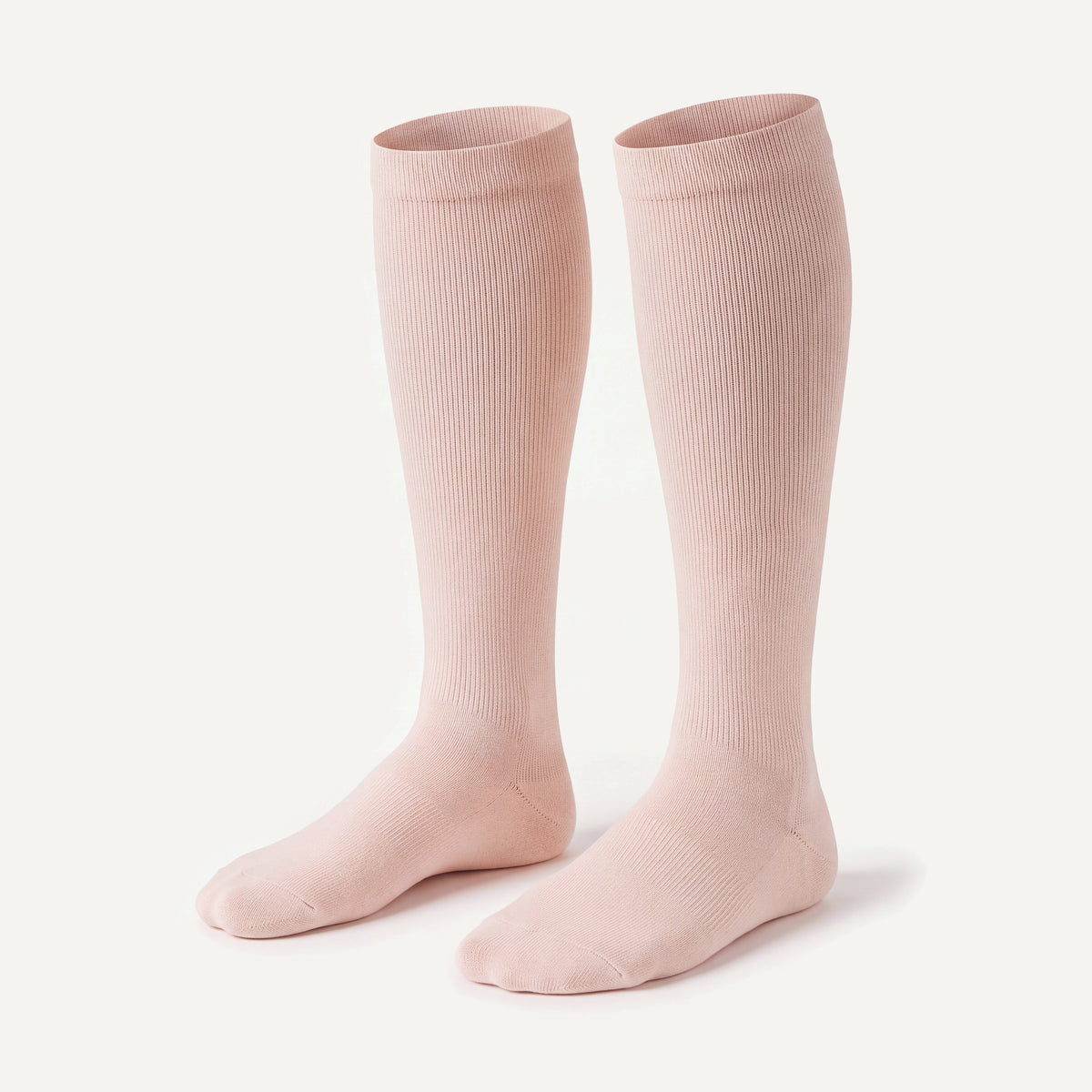 Knee-High Compression Socks in Shell, pair, front three-quarter view
