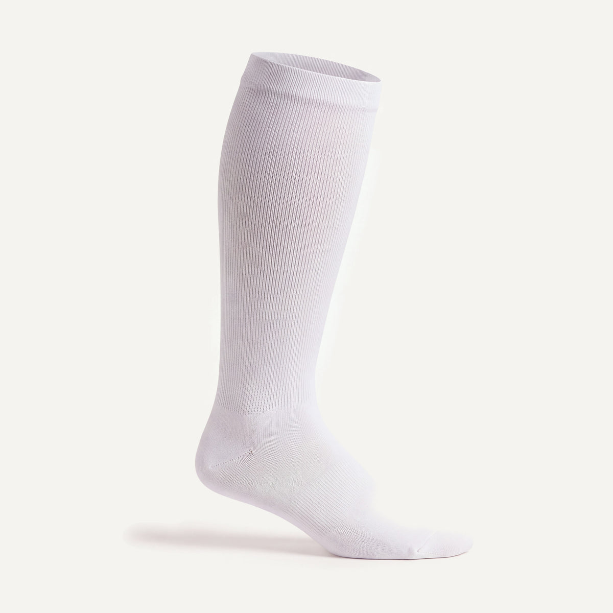 Knee-High Compression Socks in White, side view