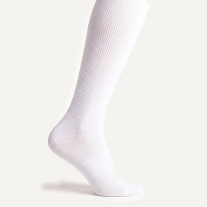 Knee-High Compression Socks in White, close-up of the knit