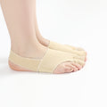 Bunion Gel Sleeves in Skin, worn on the foot, side view