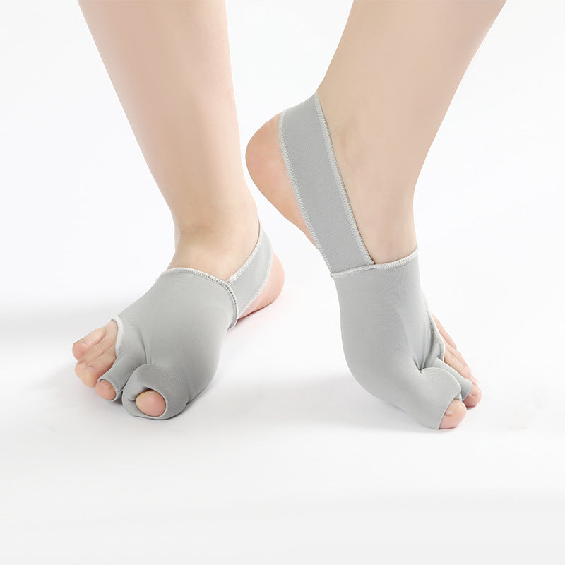 Bunion Gel Sleeves in Grey, worn on the foot, side view