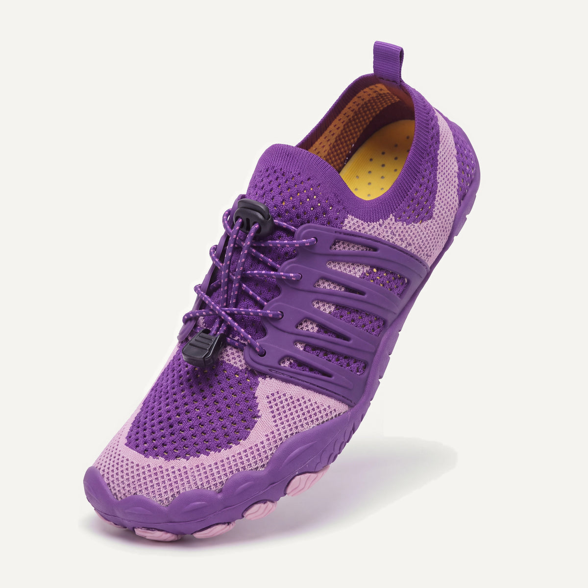 Attività Vie in Purple, standing on the toe, top view of the laces