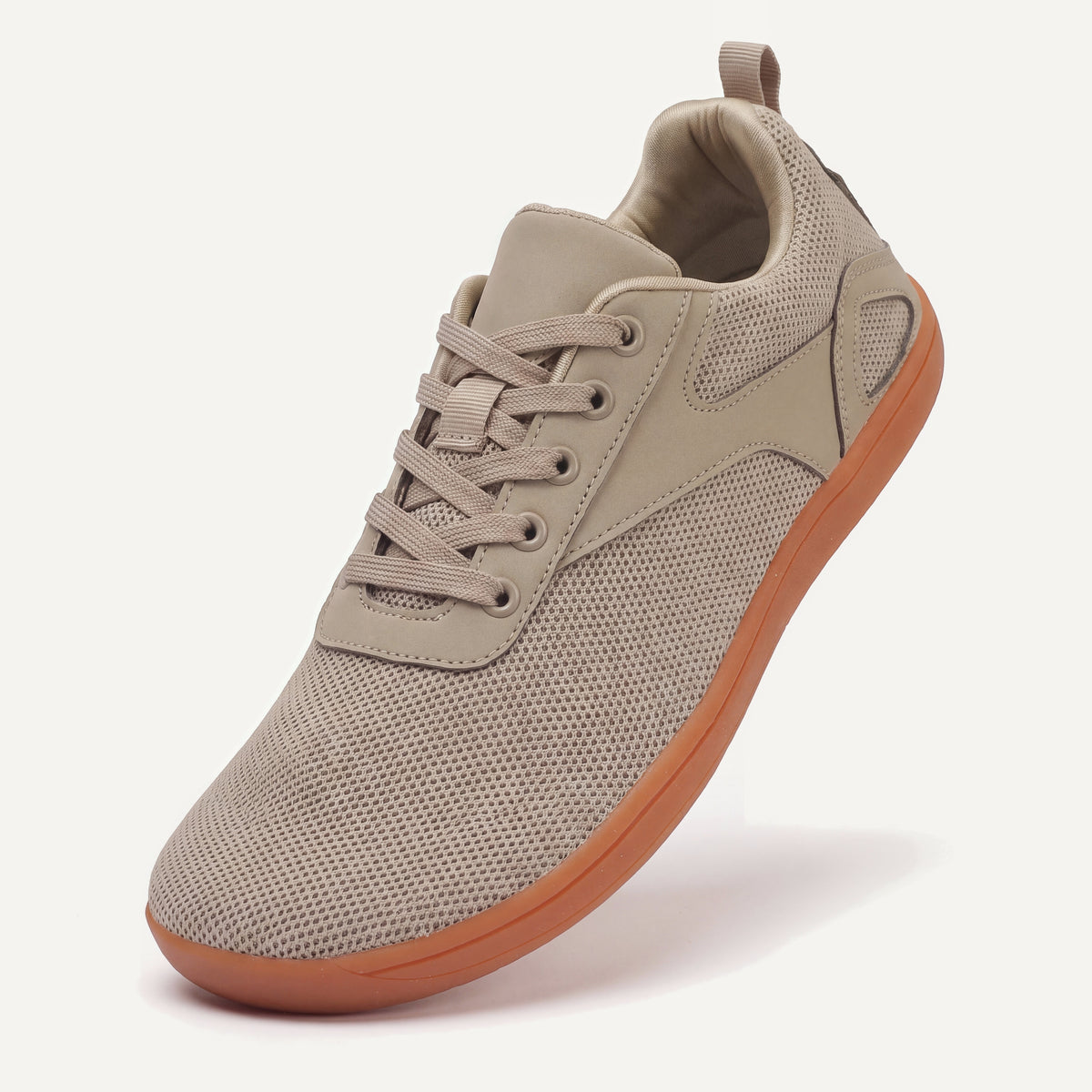 Ogni Vie in Khaki, standing on the toe, top view of the laces